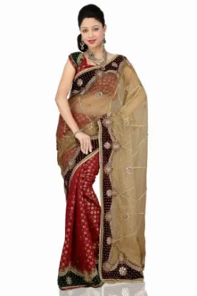 Picture of handmade beige saree indian women fashion sarong silk b