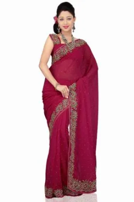 Picture of handmade bollywood sari women wrap silk blend dress flo