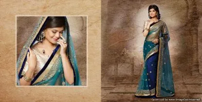 Picture of handmade designer sari party wear embroidered dress sil