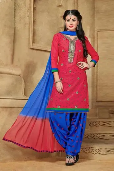 Picture of embroidered anarkali velvet kameez with pajami and dupa