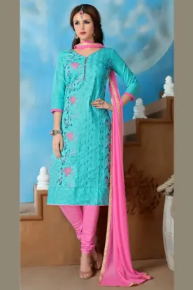 Picture of ethnic bollywood peach net suit indian pakistani maisha