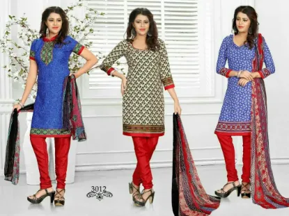 Picture of ethnic designer chanderi salwar kameez embroidery dress