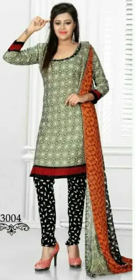 Picture of ethnic designer chanderi salwar kameez embroidery semi-