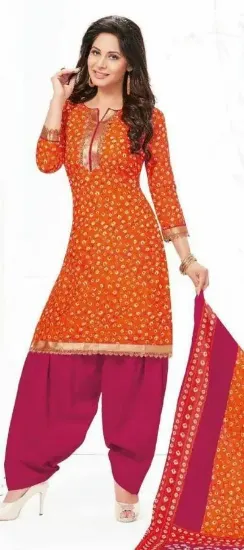 Picture of ethnic designer salwar kameez chanderi embroidery unsti