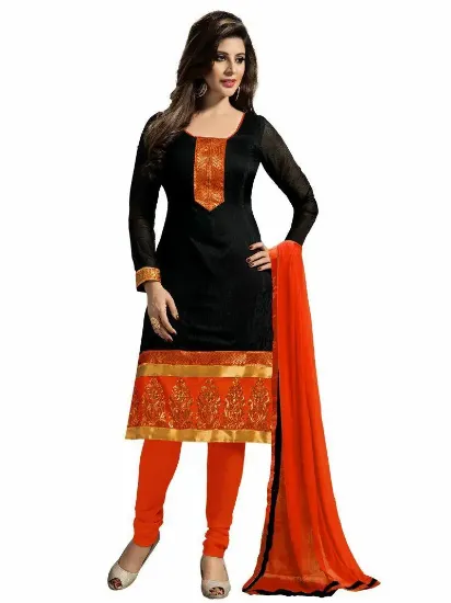 Picture of ethnic indian designer embroidered cotton salwar kameez