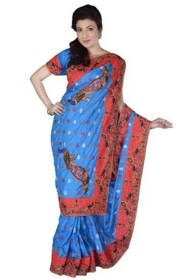 Picture of blue designer saree preeti look bridal wedding wear aw,