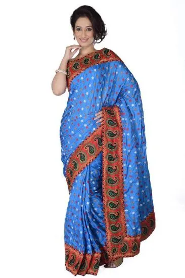 Picture of blue pakistani bollywood indian georgette saree sari m,