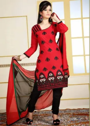 Picture of fatimabi fairytale red anarkali suit long kameez embroi