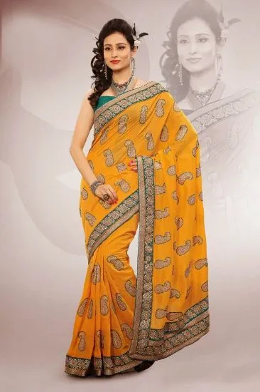 Picture of bollywood green sari heavy kanjiwaram art silk hand wo,