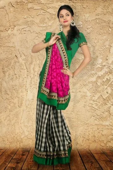 Picture of bollywood indian art silk saree pakistani festival wea,