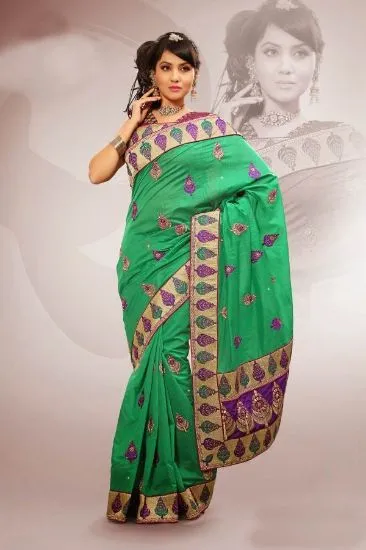 Picture of bollywood indian art silk saree women party wear ethni,