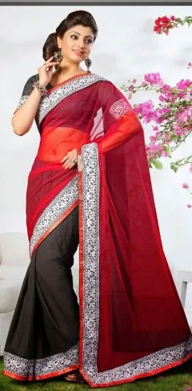Picture of bollywood modest maxi gown sari silk blend indian dress