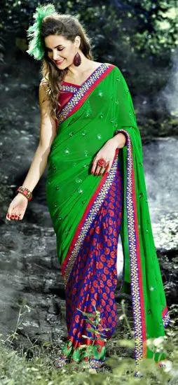 Picture of bollywood saree awesome look festival designer pakista,