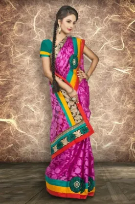 Picture of bollywood style indian women wedding party wear sari f,