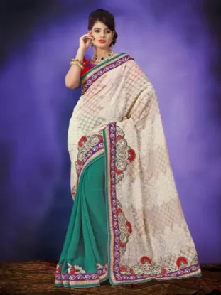 Picture of bollywood wedding saree stylist look gorgeous heavy pa,