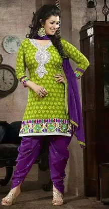 Picture of floor length anarkali kameez embroidered dupatta gherda