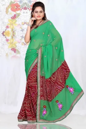 Picture of bridal saree traditional wedding sari zari work saree ,