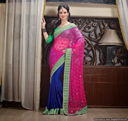 Picture of bridal wear saree dress look fancy thread work georg,e2