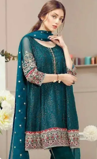 Picture of indian blue pakistani designer ethnic anarkali shalwar 