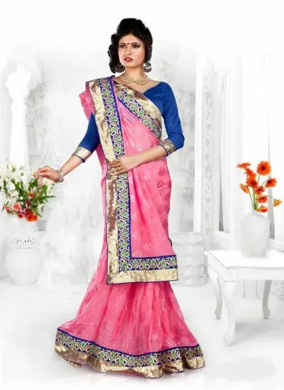 Picture of indian bollywood banarasi silkjequared silk saree with,