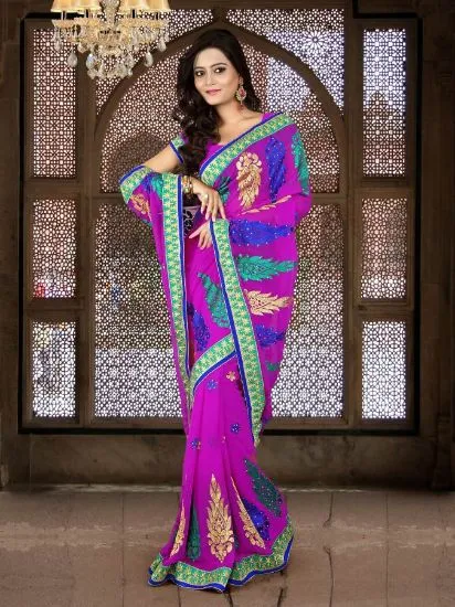 Picture of indian bollywood designer banarasi silk saree partywea,