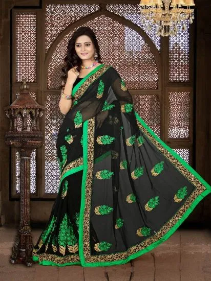 Picture of indian bollywood designer mint green embroidered georg,