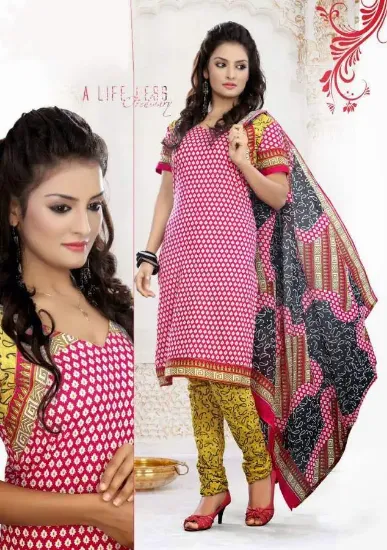 Picture of indian designer salwar kameez chanderi embroidery ethni