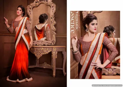 Picture of indian designer green zari work bollywood sari raw sil,