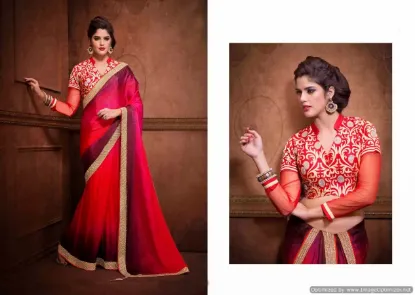 Picture of indian designer green zari work bollywood style sari r,