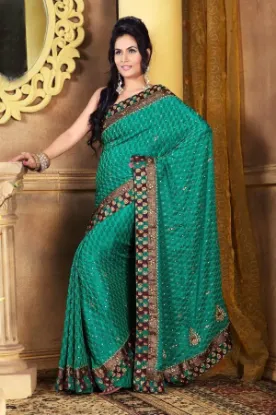 Picture of indian designer maroon beige zari work bollywood sari ,
