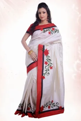 Picture of indian designer maroon yellow zari work bollywood sari,