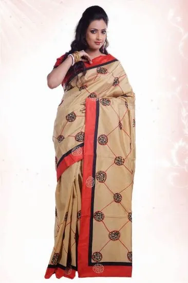 Picture of indian designer orange georgette saree unstiched blous,