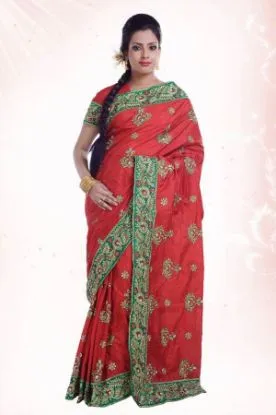 Picture of indian designer pink zari border bollywood style sari ,