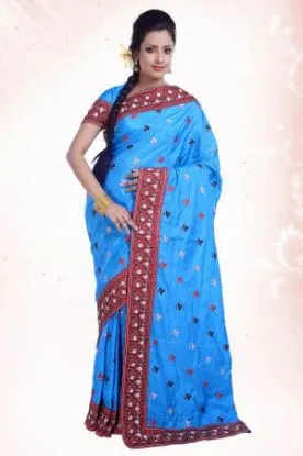 Picture of indian designer purple zari work bollywood style sari ,