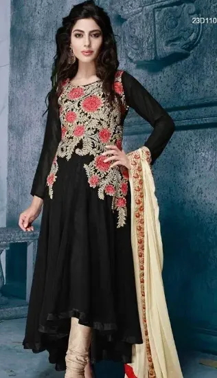 Picture of indian embroidery anarkali design long kameez engagemen