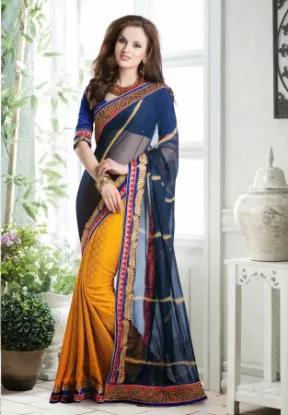 Picture of indian designer sari beautiful foil mirror work ethnic,