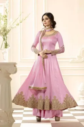 Picture of indian ethnic embroidred pink cotton salwar kameez boll