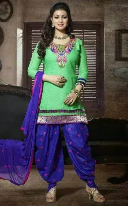 Picture of indian ethnic shalwar dress purple silk suit designer p