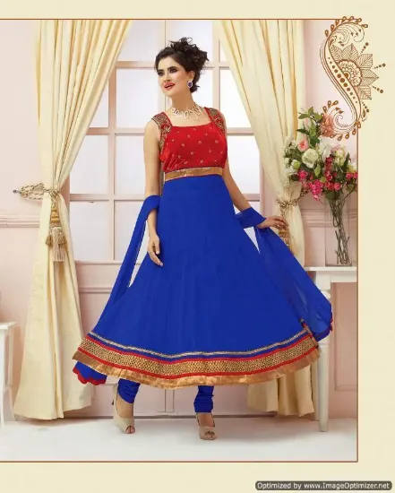 Picture of indian long anarkali designer wedding dress suit bollyw