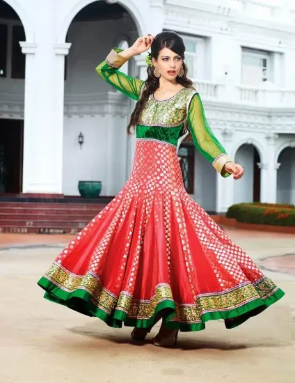 Picture of indian pakistani cotton block printed jaipuri dress ful