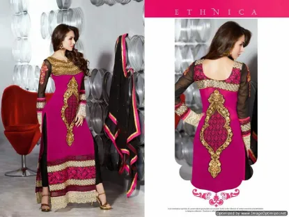 Picture of indian pakistani designer partywear indian cotton embro