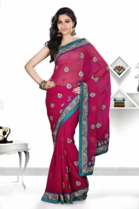 Picture of indian handmade pure silk saree check printed green sar