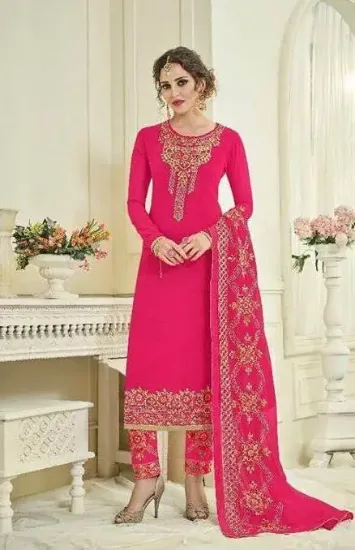 Picture of indian pakistani pure red banarasi anarkali salwar kame