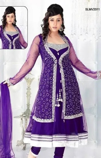 Picture of indian pakistani shalwar designer anarkali ethnic blue 