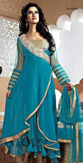 Picture of indian pakistani shalwar designer anarkali ethnic blue 