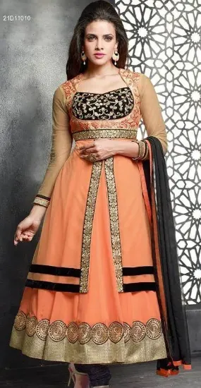 Picture of indian pakistani shalwar designer anarkali ethnic brown