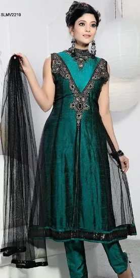 Picture of indian pakistani shalwar designer anarkali ethnic green