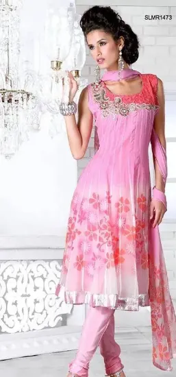 Picture of indian pakistani shalwar designer anarkali ethnic peach