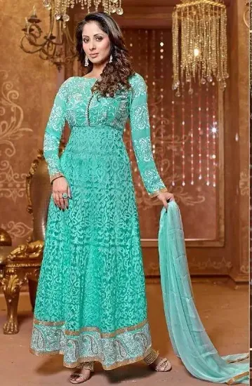 Picture of indian pakistani shalwar ethnic designer anarkali blue 