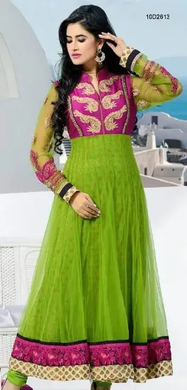 Picture of indian pakistani shalwar ethnic designer anarkali satin